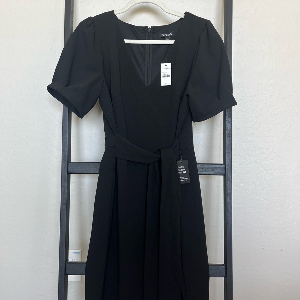 Express Black cap sleeve wrap dress-NEW